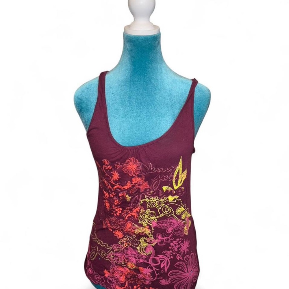 DKNY Burgundy Floral Tank Top